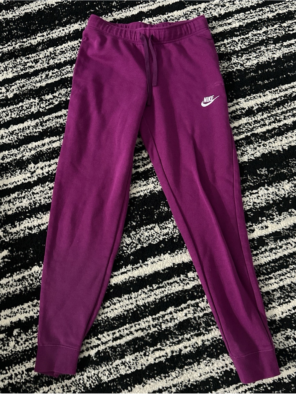 Nike Plum Purple Fleece Joggers with White Swoosh